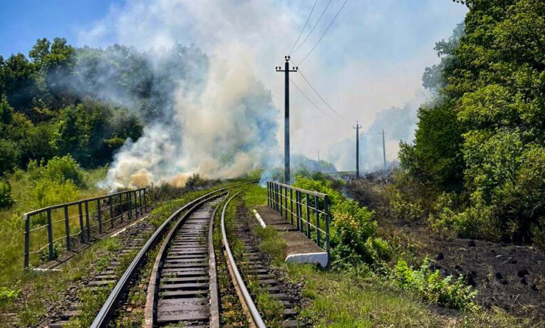 Пожежа у Копичинцях: уздовж залізничної колії горіли чагарники