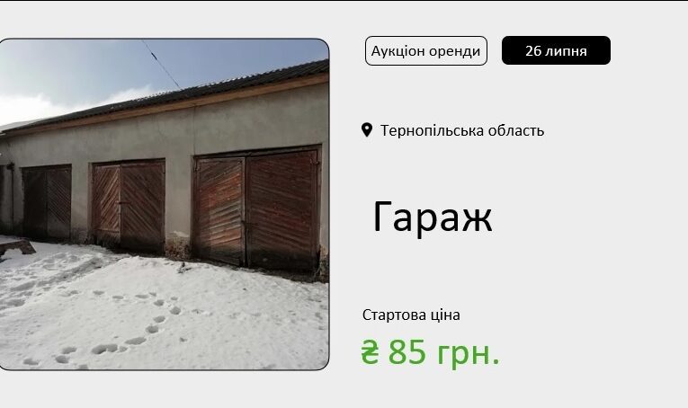 У Збаражі пропонують гараж на аукціоні з оренди за 85 гривень