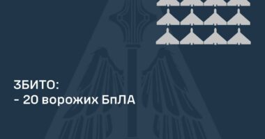 Над Україною вночі збили 20 з 31 ворожого дрона у чотирьох областях