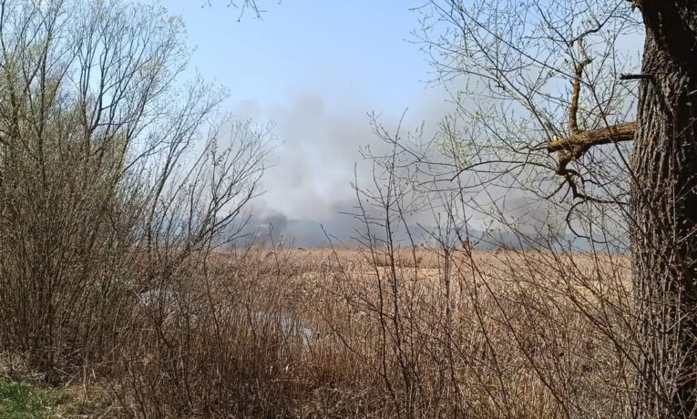 Тернопільські рятувальники намагаються загасити масштабну пожежу очерету