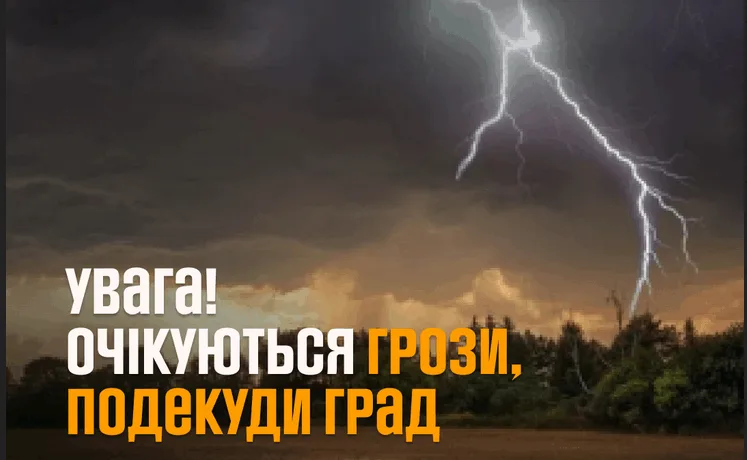 На Тернопільщині очікуються грози та град