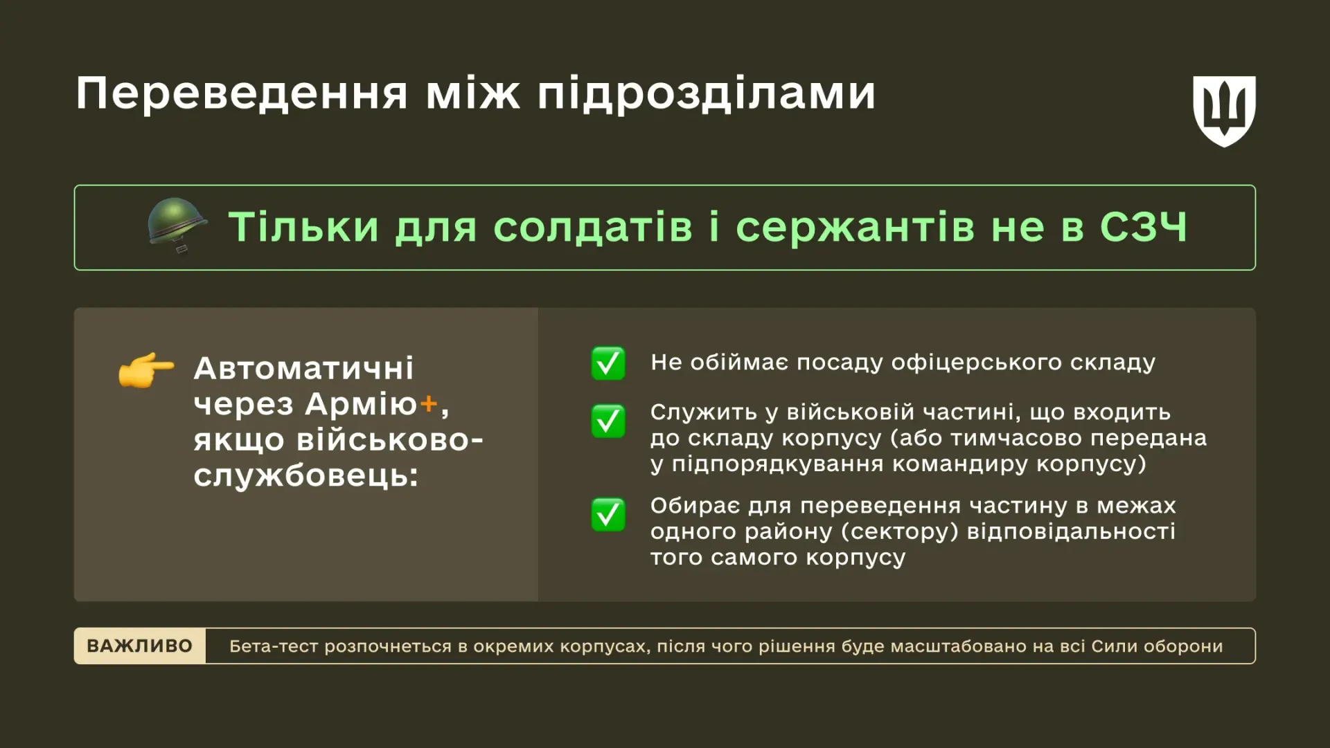Алгоритм переведення між підрозділами через Армія+