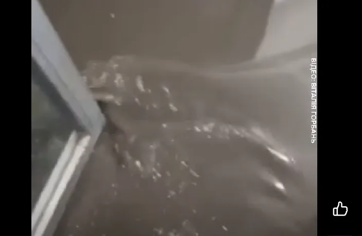 У Тернополі після зливи підтопило будинок на Коновальця: вода зайшла у під’їзд і підвал